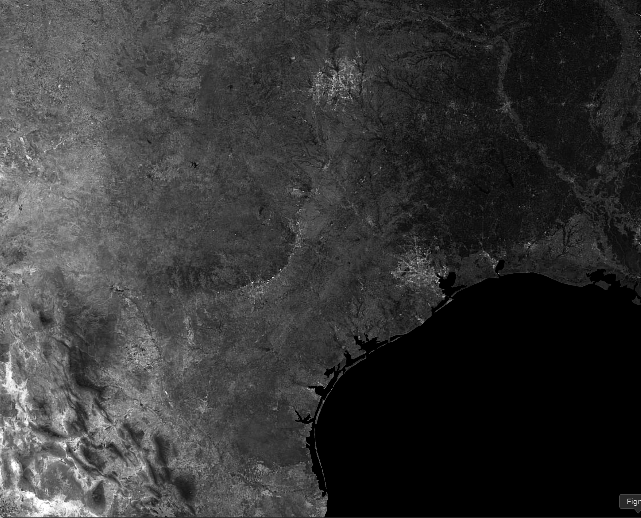 satellite black and white map of texas
